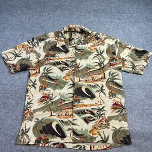 Kahala John Severson Mens Button Up Shirt L Tropical Beach Surfing Short Sleeve